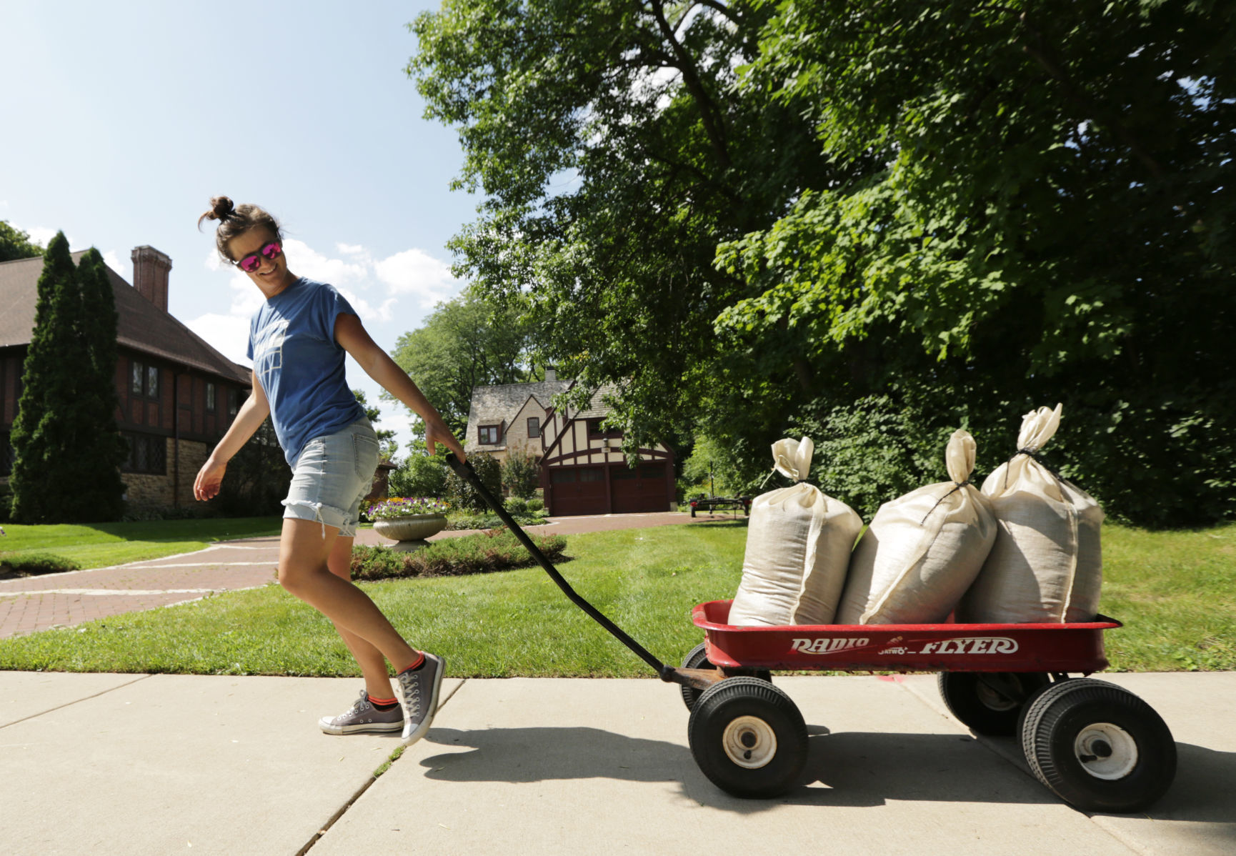 Hauling sandbags